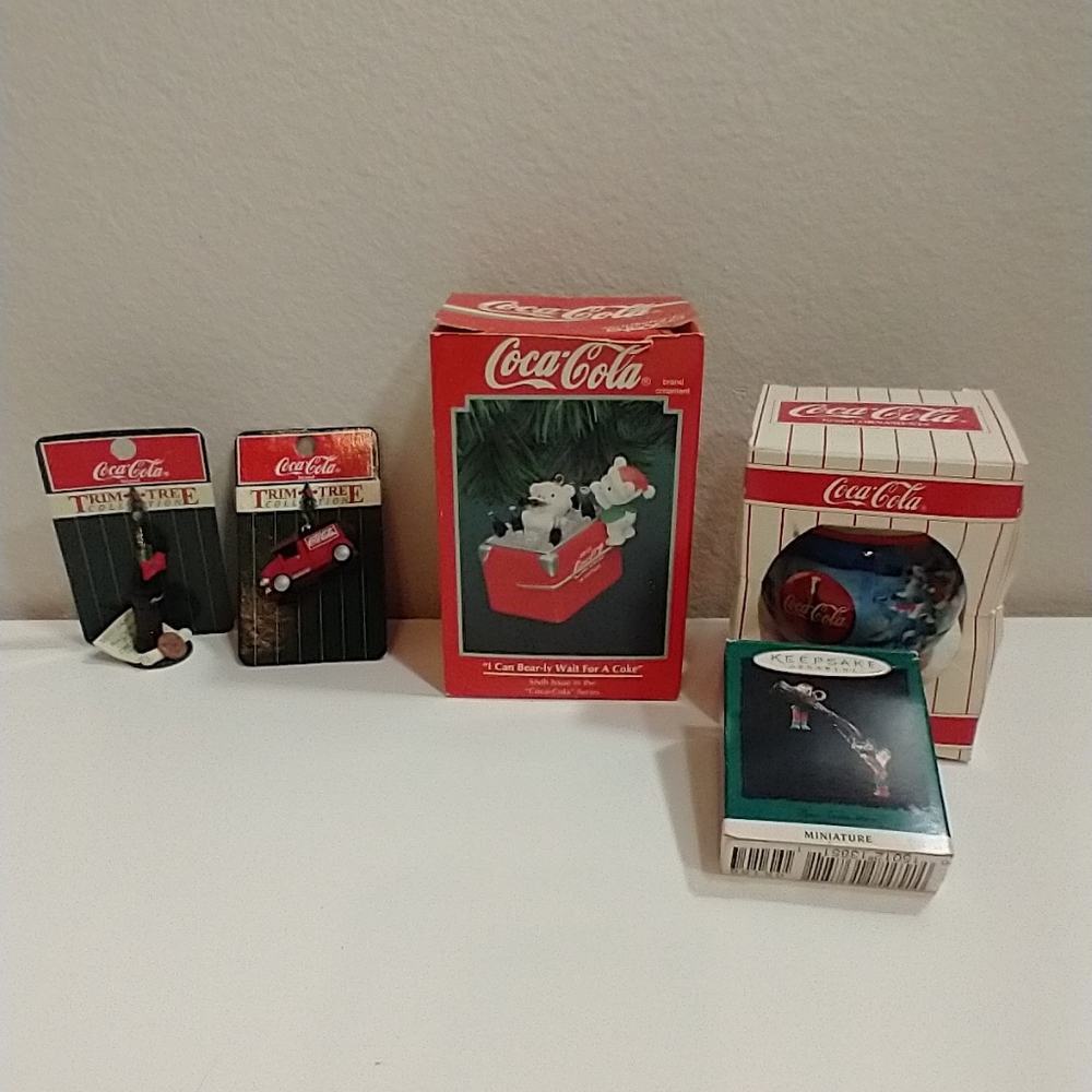 Vintage Coca-Cola Ornaments, Set Of 5,  Multi ColorVintage Coca-Cola Ornament